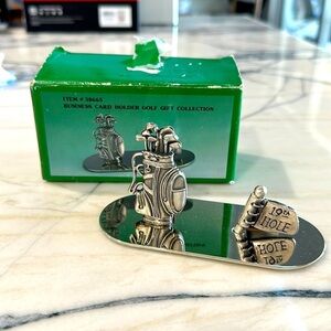 GOLF 19th Hole inspired business card holder Stainless Steel vintage NIB